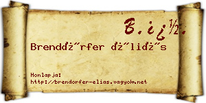 Brendörfer Éliás névjegykártya